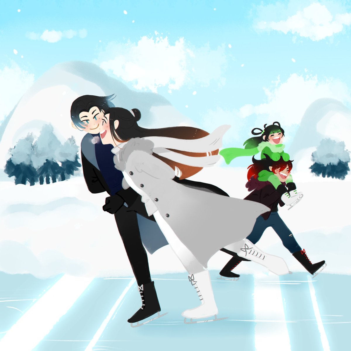 Yi City fam on an ice skating trip for scribbled-anecdotes as part of <a href="/yicityaction/">Yi City G4G // SIGNUPS/DONATIONS OPEN!</a> !!! Thank you so much for your donation!!  

Wow, you guys are so elegan- what the hell is going on in the back  

#MDZS