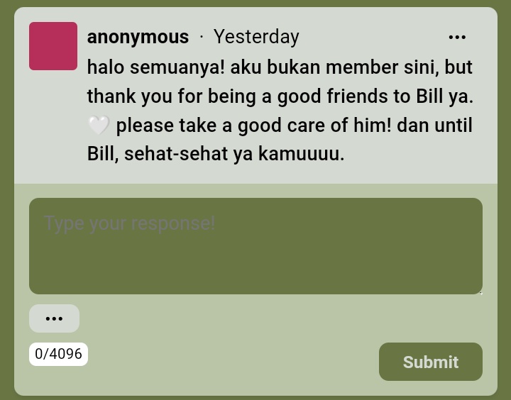 sippingarcher's tweet photo. Ada yg mau temenan sama Bill...? :V Iyaa, sama-sama ya, sender, baik-baik terus juga sama Bill. @bil_sips_coffee salamin balik buat siapa nih gatau. https://t.co/n2DHmGSQFQ