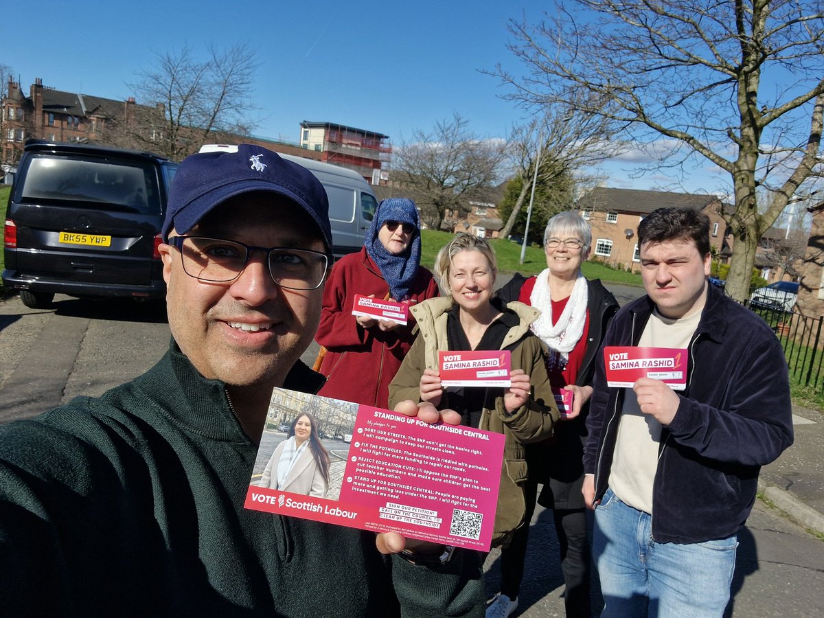 _SaqibAhmed_'s tweet photo. Beautiful🌞 day campaigning in Southside Central with a fantastic response on the doorsteps for @ScottishLabour candidate #SaminaRashid.
Let’s deliver real change for our community. 🗳 Vote RASHID Samina #1 on Thursday, 20th March.
#GlasgowSouthside #VoteLabour #ScotLab https://t.co/jbdA6rvnFt