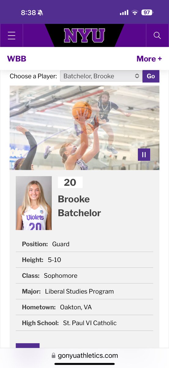 Paul VI Girls Basketball (@pvigirlsbball) on Twitter photo 2023 Grad @brookebatchelor_ had a double double of 17 points/11 rebounds to move her <a href="/nyuwomenshoops/">NYU Women's Basketball</a> team on the Elite 8!!! 2023 Grad @brookebatchelor_ had a double double of 17 points/11 rebounds to move her <a href="/nyuwomenshoops/">NYU Women's Basketball</a> team on the Elite 8!!!