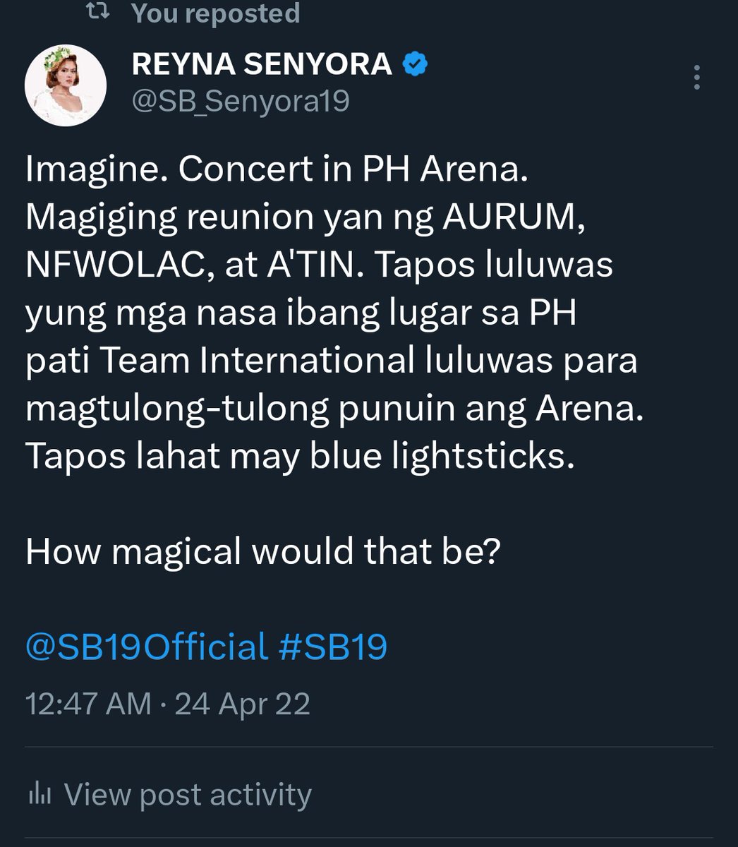 SB_Senyora19's tweet photo. AND THIS IS REALLY HAPPENING 🥹 MY 2022 SELF IS SO HAPPY 😭❤️

SB19 SOLDOUT KICKOFF CONCERT
@SB19Official #SB19
#SaW_PHArena_SOLDOUTin7hours https://t.co/TT4oxSOCa0