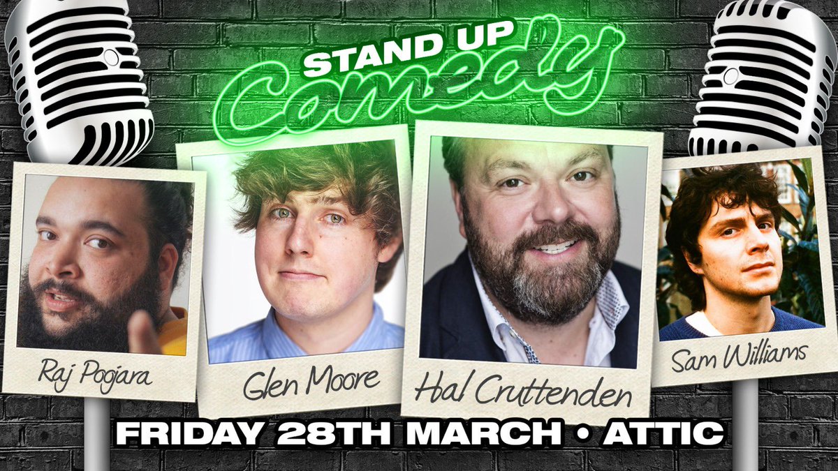 🎙️🔥 A MONSTER comedy lineup is coming to the Attic!

Join us on Friday, 28th March for a night of non-stop laughs with four of the biggest heavyweights in UK comedy, Glenn Moore, Hal Cruttenden, Sam Williams &amp; Raj Poojara!

Grab your tickets now: theatticsouthampton.co.uk/products/south…