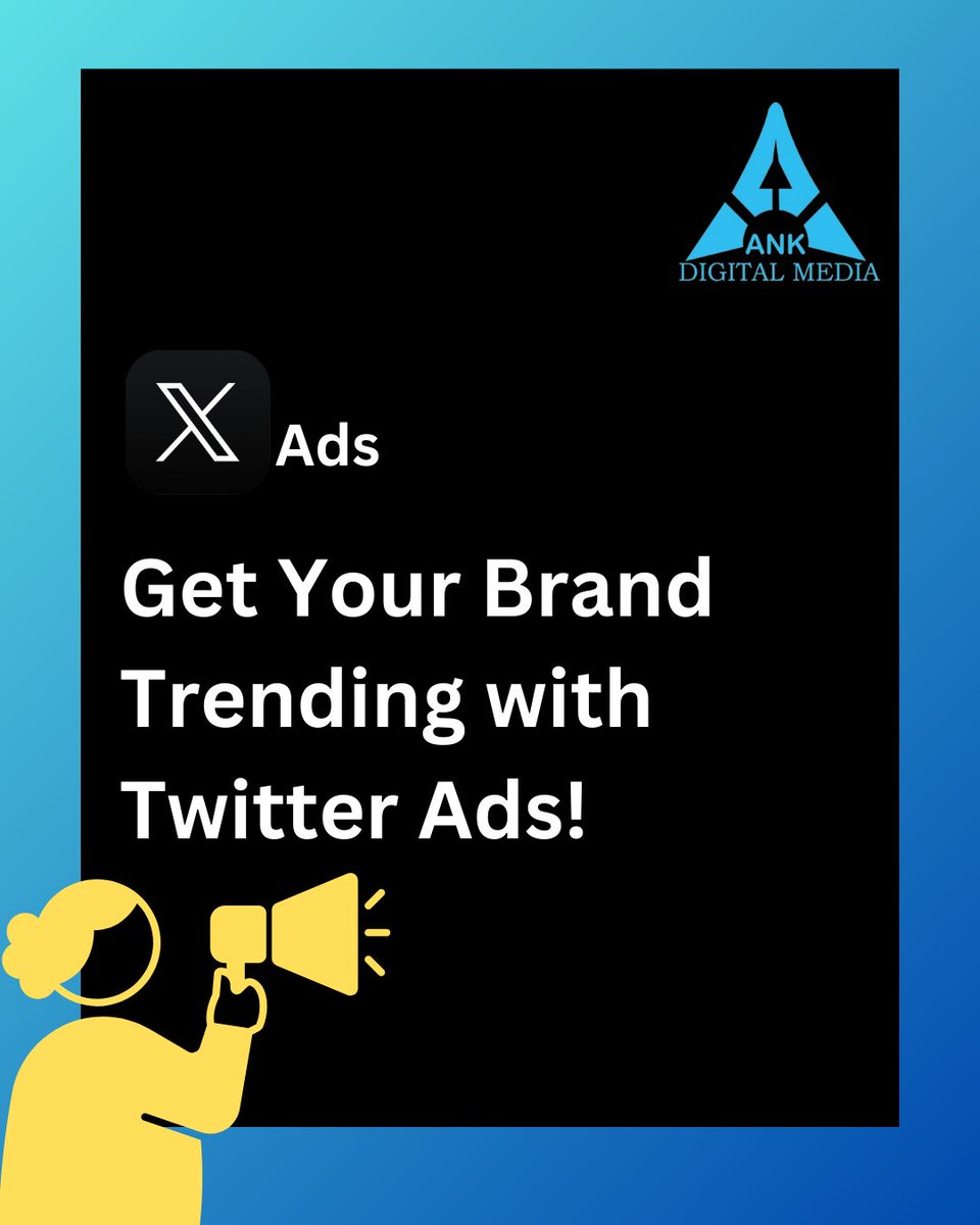 ankdigitalmedia's tweet photo. Boost your brand with Twitter Ads! 🎯 Target the right audience and see real results. Ready to grow with ANK Digital Media? 🚀

📞 Call us now: 099997 79817 

#ankdigitalmedia #digitalmarketingtips #twitterads #twittermarketing #digitalmarketingagency #digitalmarketingagencydelhi https://t.co/2fvOP9cWDw