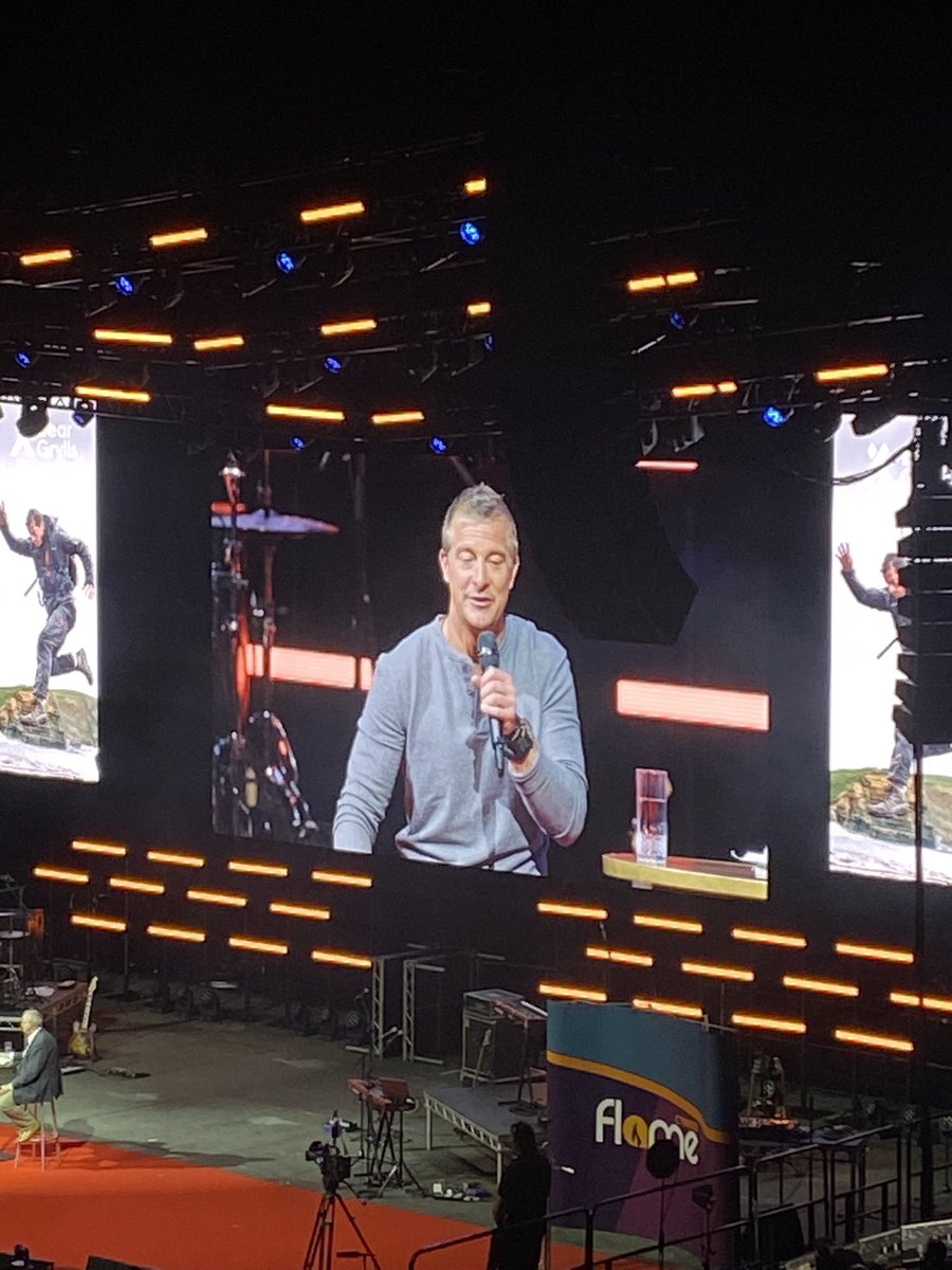 BCS Confirmation are with Bear Grylls at <a href="/FlameCongress/">Flame</a>! Bear says school is a RUNWAY for life, Faith is in your heart, in your friendships, burns like an ember but we are loved and held by God! #FLAME2025