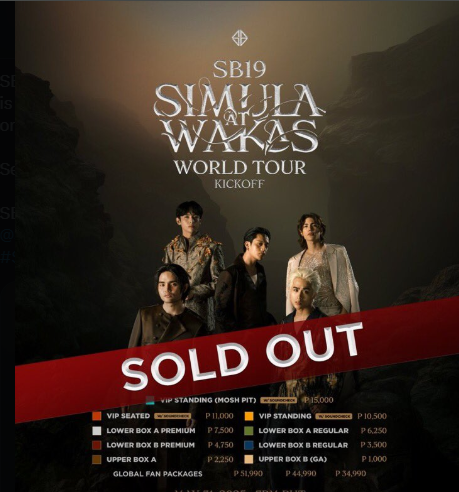We did it, A’TIN! 🎉📷💙
SB19’s Simula at Wakas World Tour Kickoff is officially sold out! 📷 We just made history once again!   
 See you at the Philippine Arena on May 31, 2025.  

SB19 SOLDOUT KICKOFF CONCERT
@sb19official #SB19 #SaW_PHArena_SOLDOUTin7hour