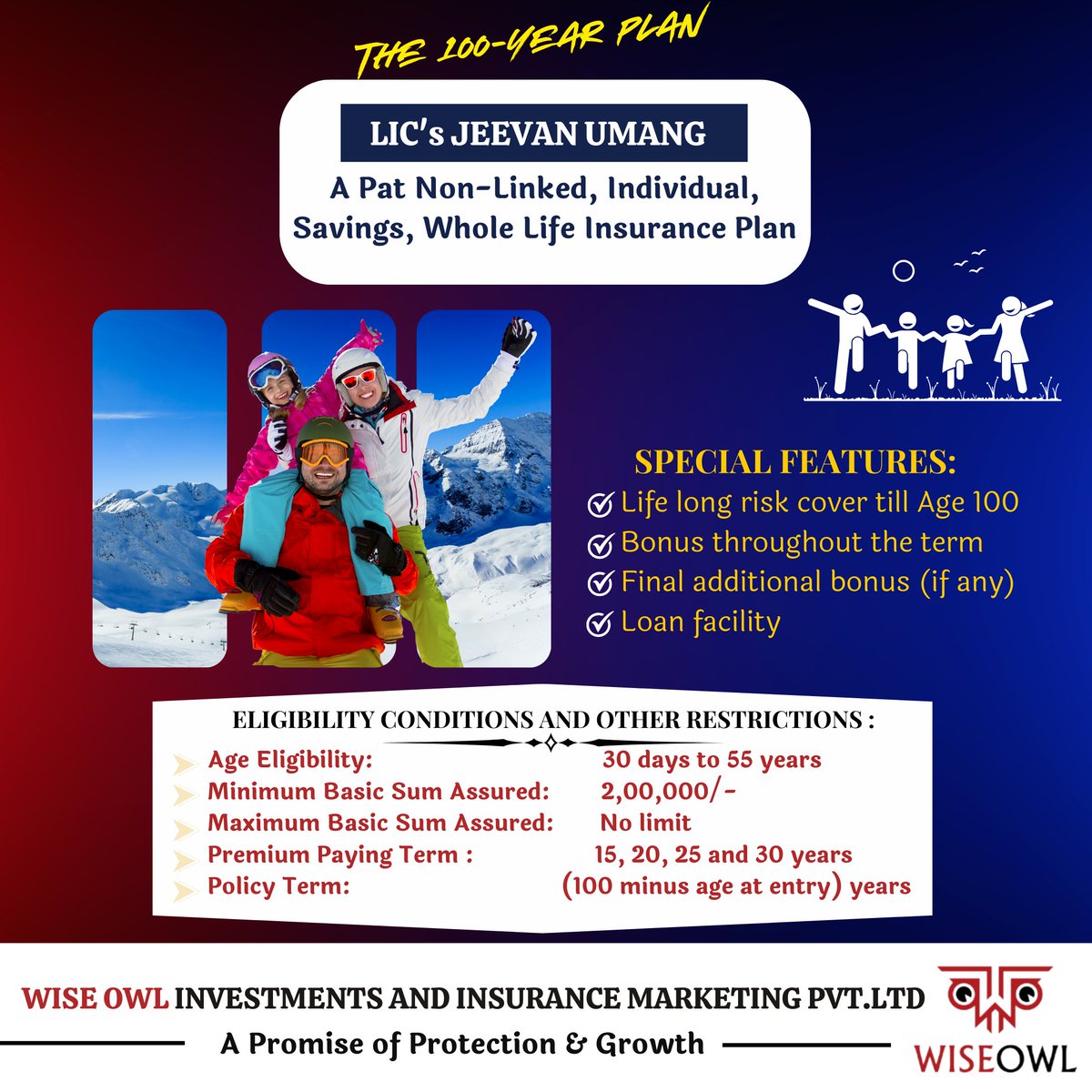Wiseowl2016's tweet photo. 🛡️ Secure Your Life for 100 Years! 💯🎯

Why worry about the future when you can guarantee lifelong protection with LIC’s Jeevan Umang? 🔥✨

✅ Life Cover till Age 100
✅ Bonuses Throughout the Term
✅ Final Additional Bonus (if any)
✅ Loan Facility for Financial Flexibility https://t.co/PllLYy4bUT