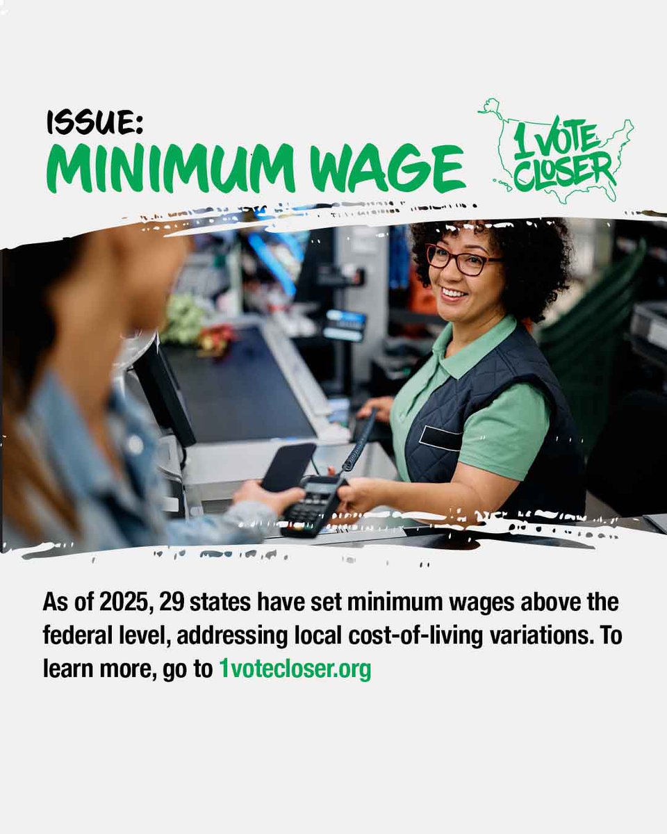 1votecloser's tweet photo. 💰 In 2025, 29 states have set minimum wages above the federal level, addressing local cost-of-living variations. What’s the minimum wage in your state?

🔗 Find out more at #1votecloser.org

#MinimumWage #FairWages #WorkersRights #EconomicJustice #WageGap https://t.co/qqca9DARX3