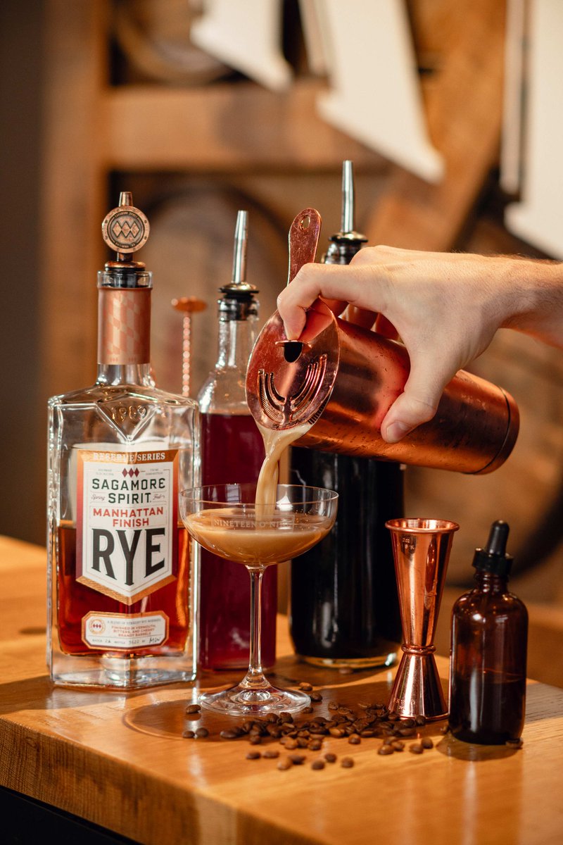 Celebrate the weekend with a Sagamore Espresso Ryetini!  

2 oz Sagamore Manhattan Finish Rye Whiskey (or Small Batch Rye Whiskey)
2 oz Espresso
.5 oz Simple Syrup
3 Drops Chocolate Bitters
Espresso Beans and Orange Peel for Garnish