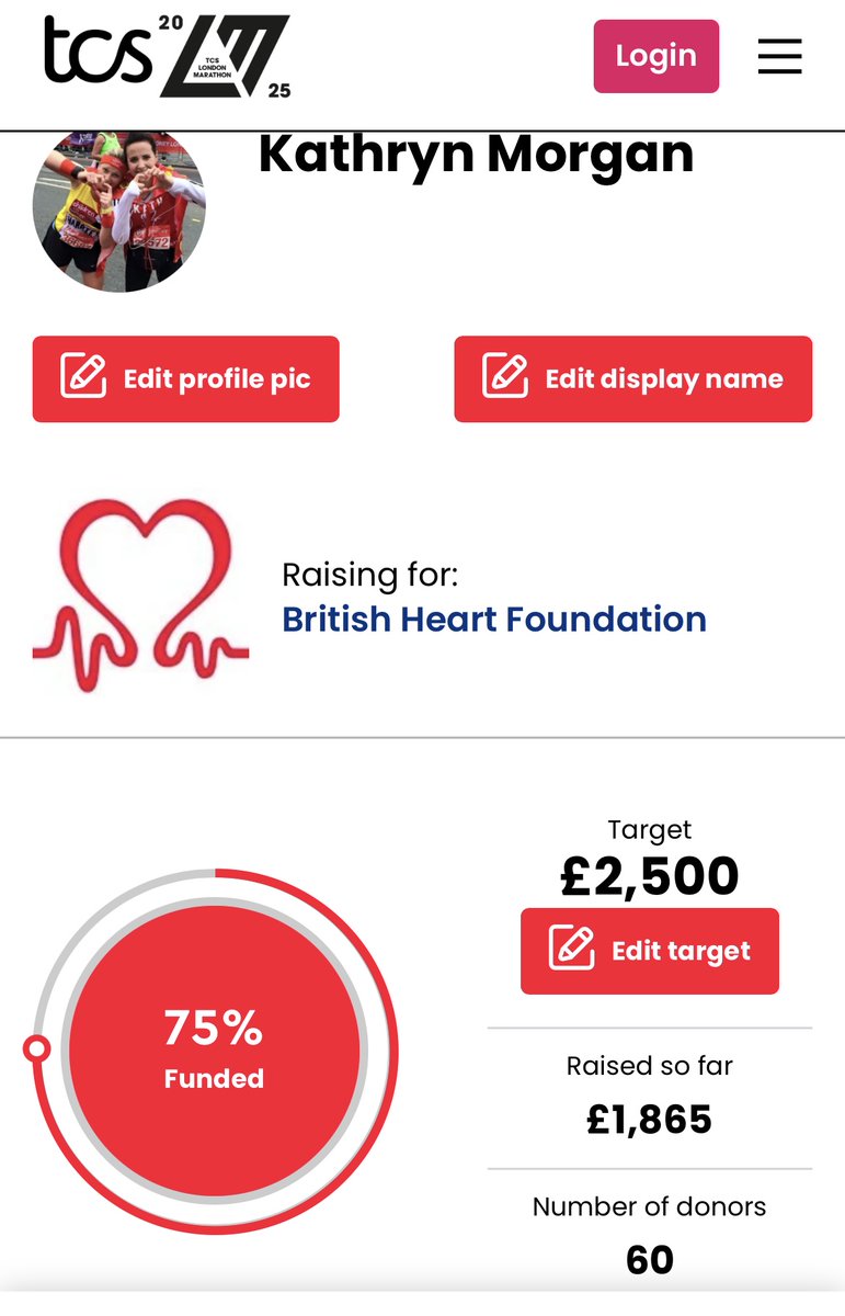 Kathryn Morgan (@kathrynmorgan_2) on Twitter photo Super, super grateful to have just hit 75% of my London marathon sponsorship. Doing the training & fundraising is tough as a very late entrant but also incredibly humbling.
If you are able to help tip me towards 100%, please, I would be very grateful 🙏🏻
2025tcslondonmarathon.enthuse.com/pf/kathryn-mor… Super, super grateful to have just hit 75% of my London marathon sponsorship. Doing the training & fundraising is tough as a very late entrant but also incredibly humbling.
If you are able to help tip me towards 100%, please, I would be very grateful 🙏🏻
2025tcslondonmarathon.enthuse.com/pf/kathryn-mor…