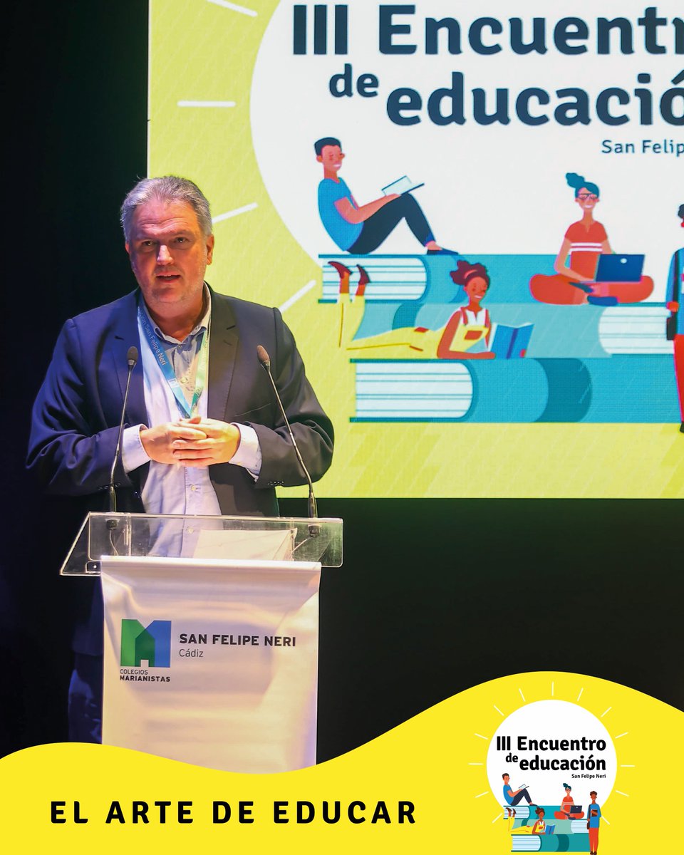 Patxi Rodríguez, director de San Felipe Neri, clausura el encuentro con una mirada hacia el futuro, anunciando con entusiasmo el próximo Encuentro y celebrando el aprendizaje compartido para que la educación sigue transformando vidas. #elartedeeducar