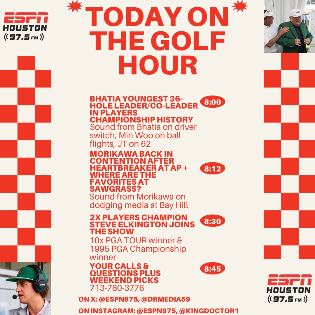 ESPN 97.5 Houston (@espn975) on Twitter photo Charlie Epps Golf Hour with Will Doctor STARTS NOW! 2x <a href="/THEPLAYERS/">THE PLAYERS</a> champion <a href="/elkpga/">Steve Elkington</a> joins at 8:30. Charlie Epps Golf Hour with Will Doctor STARTS NOW! 2x <a href="/THEPLAYERS/">THE PLAYERS</a> champion <a href="/elkpga/">Steve Elkington</a> joins at 8:30.
