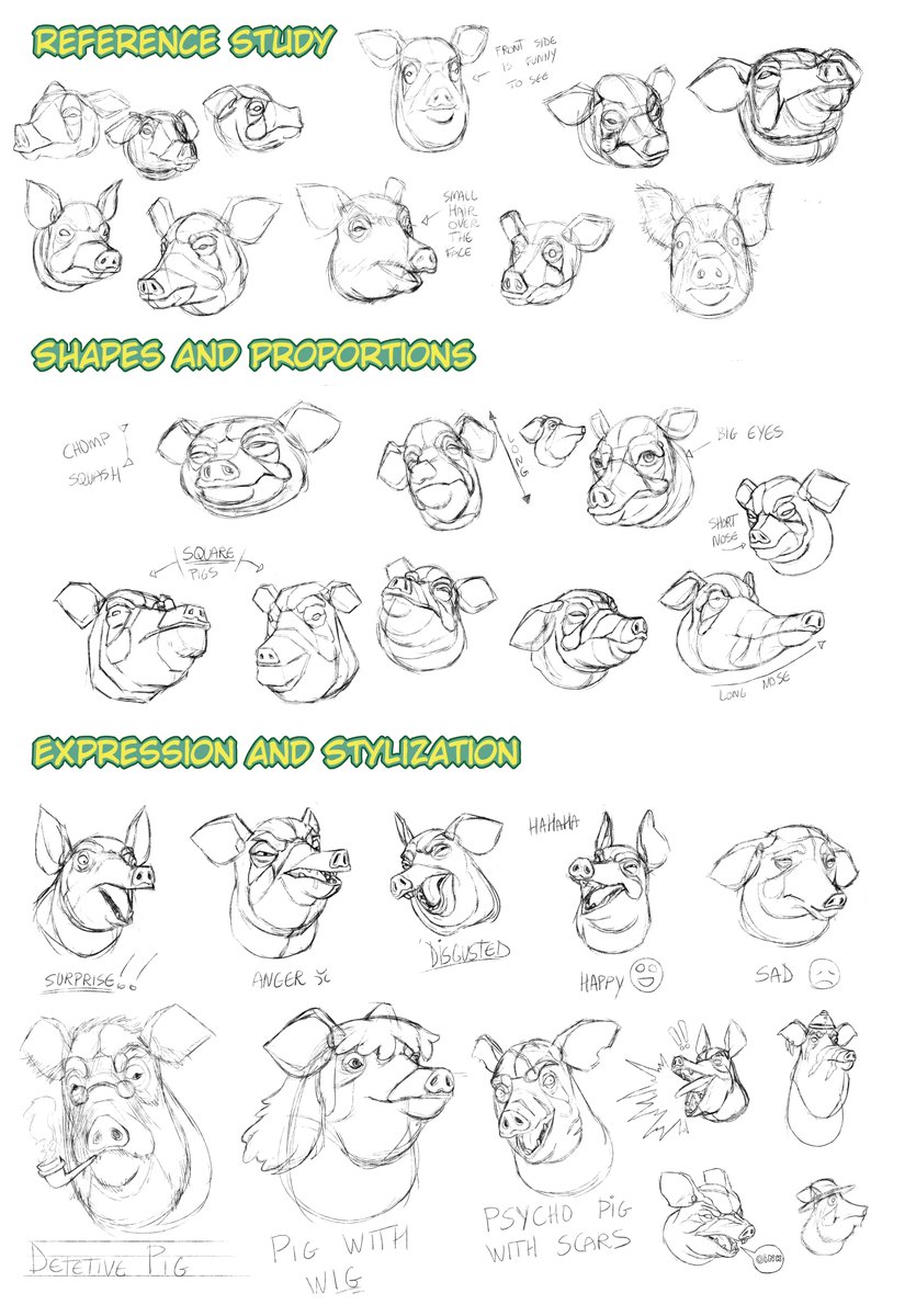 tinz_ed's tweet image. Exploring pig heads: structure &amp;amp; stylization.

#artstudy #sketch #studyarts #artstudy_ #animalanatomy #animalanatomydrawings