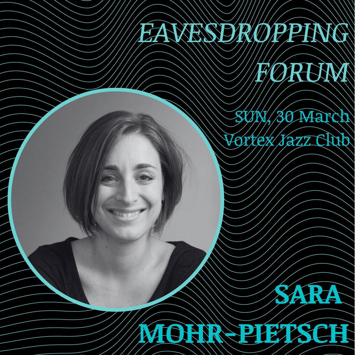 Join us on SUN, 30 March, for Sara Mohr-Pietsch's talk ‘Sound and Spirit: ritual listening in dark times’. 11 AM slot, session 3, at Vortex Jazz Club!

Tickets here —&gt; tickettailor.com/events/eavesdr…?