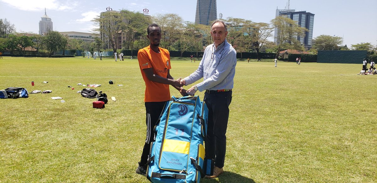 This morning We had the pleasure of handing over to Daudi Abdi, a truly inspirational young guy who has overcome huge life challenges, a cricket kit donated by Jimmy Anklekaria of the Hollywood Golden Oldies Cricket Club during their just concluded tour of Kenya.🙏