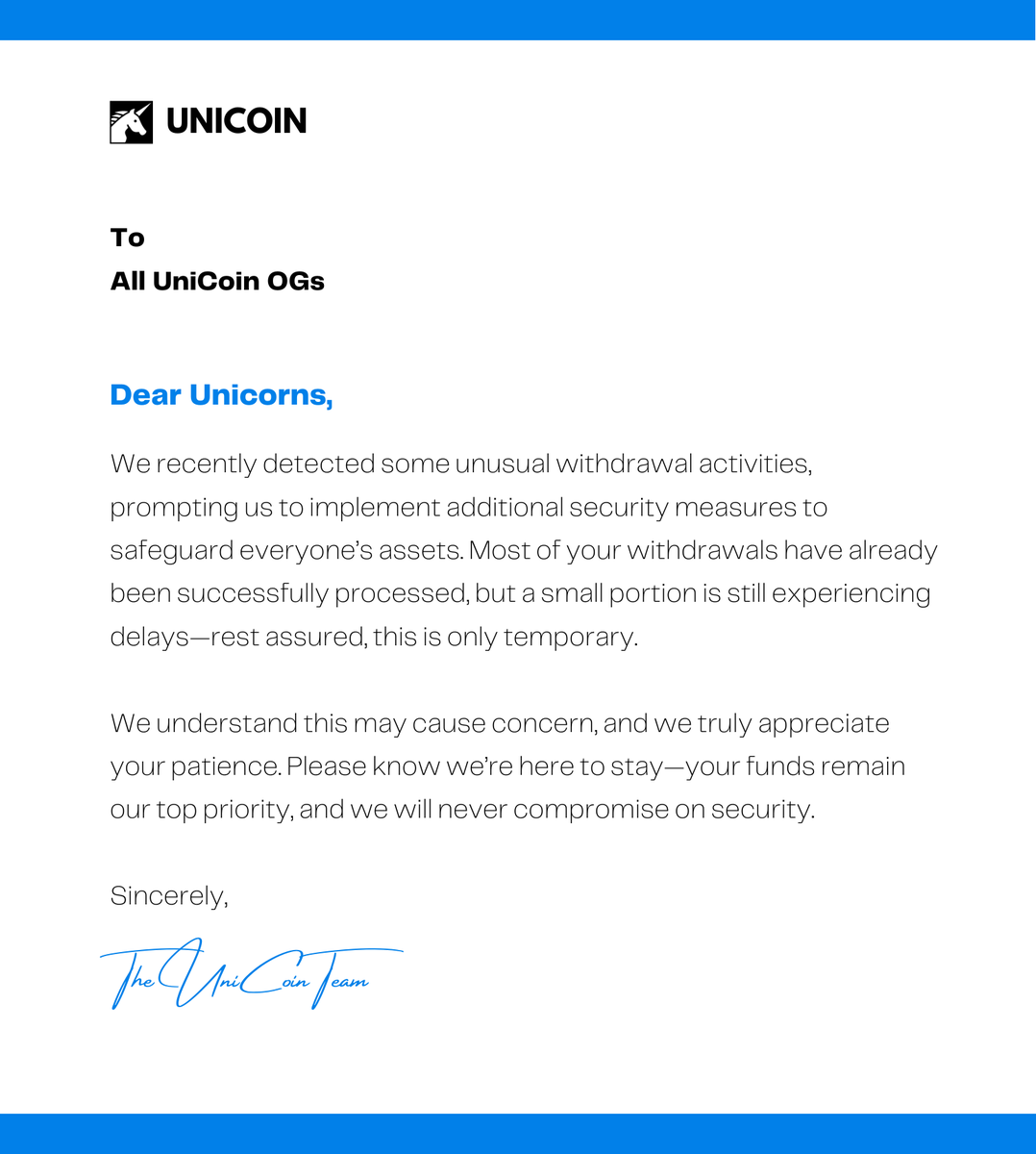 To
All UniCoin OGs🧠