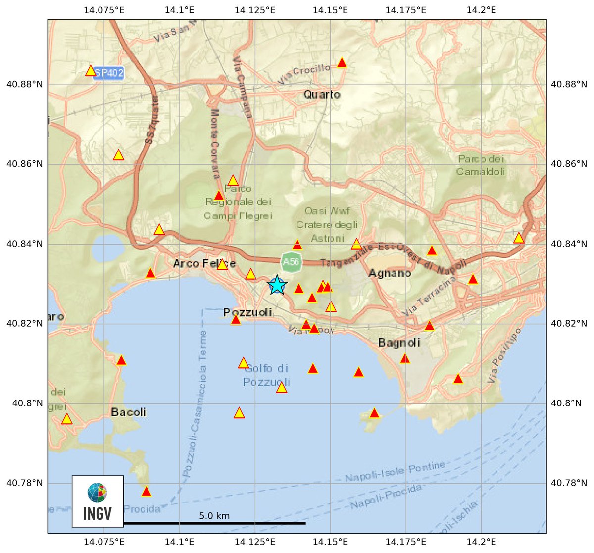 Evento sismico ai Campi Flegrei - Comunicato OV
Alle ore 13:32 locali (12:32 UTC) del giorno 15/03/2025 si è verificato un evento sismico in area "Campi Flegrei" di magnitudo Md= 3.9 ± 0.3.
(Seguiteci su BlueSky)
#osservatoriovesuviano #campiflegrei #ingv #bradisismo