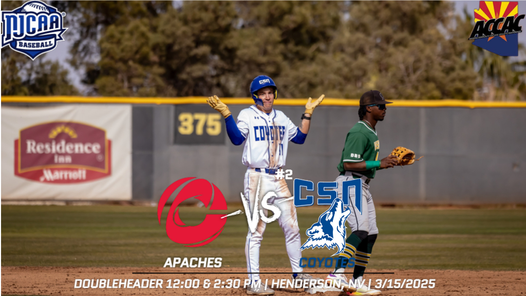 CSN_Baseball's tweet photo. ⚾ GAMEDAY DOUBLEHEADER ⚾️
🆚 | Cochise College Apaches 
📆 | March 15, 2025
⌚ | 12:00 &amp; 2:30 PM 
🏟️ | Morse Stadium
📍 | Henderson, NV
📺 | Coyote Sports Network 
https://t.co/f0X9Ak4YB6
https://t.co/Xt0cyOj0lk
🐺⚾️ #ForTheFront #BeatTheApaches 
@CSNCoyote https://t.co/d01v5tiBLZ