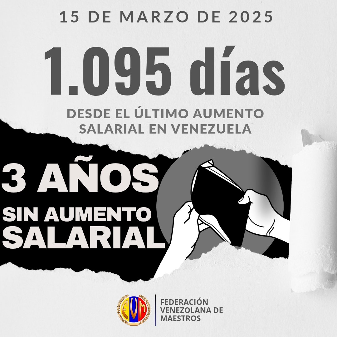Se exige: 

•Cese del acoso laboral en los centros educativos. 

Hoy, #15deMarzo de 2025, ratificamos el compromiso por la defensa de los derechos y reivindicaciones de los trabajadores de la educación en Venezuela.