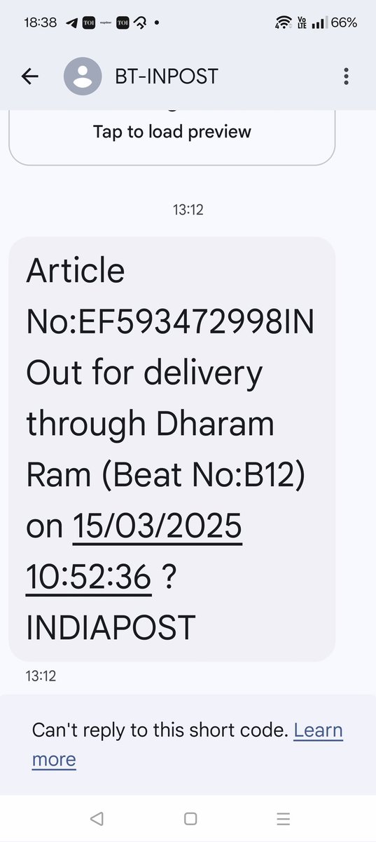 AMARJEEIN's tweet photo. @IndiaPostOffice Speed post is undelivered to me but you have sent the update of speed post to be delivered. 
Multiple complaints of such undelivered packets marked as delivered in the system from the residents of high rise societies. Case of dps ghaziabad 
@Officejmscindia https://t.co/t2PjAZKsLF
