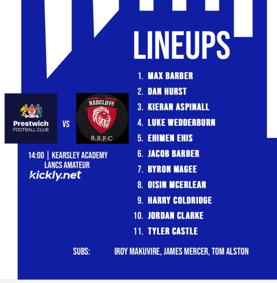 Here’s the team for our home game against Radcliffe fc