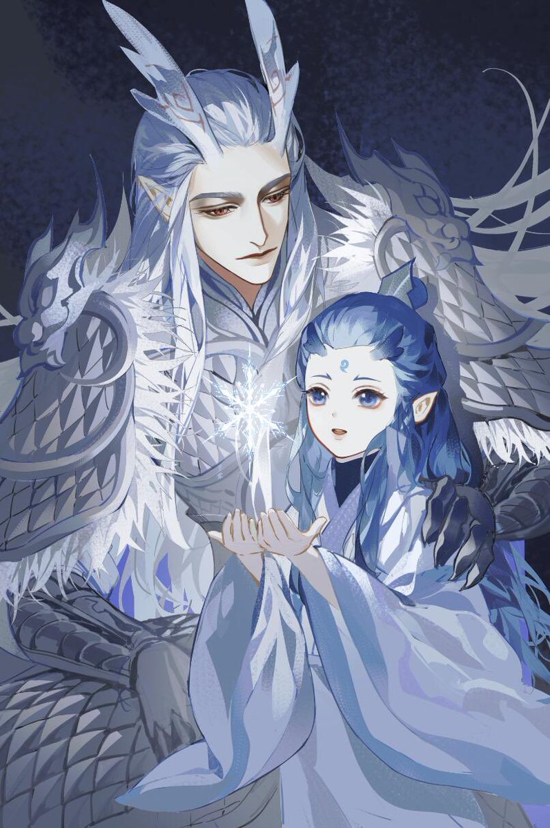 冰系的宝宝龙变个雪花讨父王夸夸。
cr：霜白黧黑
#敖光  #敖丙  #AoGuang 
#NeZha2 #哪吒2  #哪吒之魔童闹海