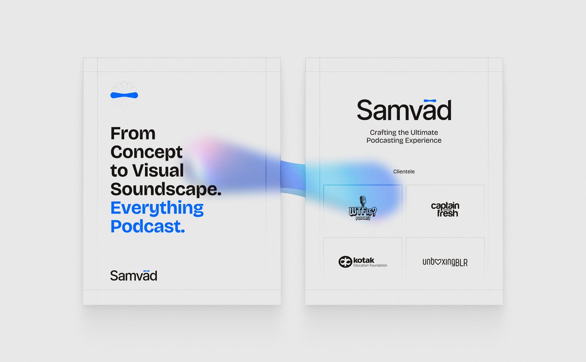 AtharvaKherde's tweet photo. Recently, I worked on the branding for Samvād, a podcast production company.

Sharing some visuals here!

The goal was to create an identity which feels modern &amp; premium yet simple &amp; minimal.

Shoutout to @GauravAchaiah  for this project &amp; @dkdzn  for the website design. https://t.co/MClhiOpG1s