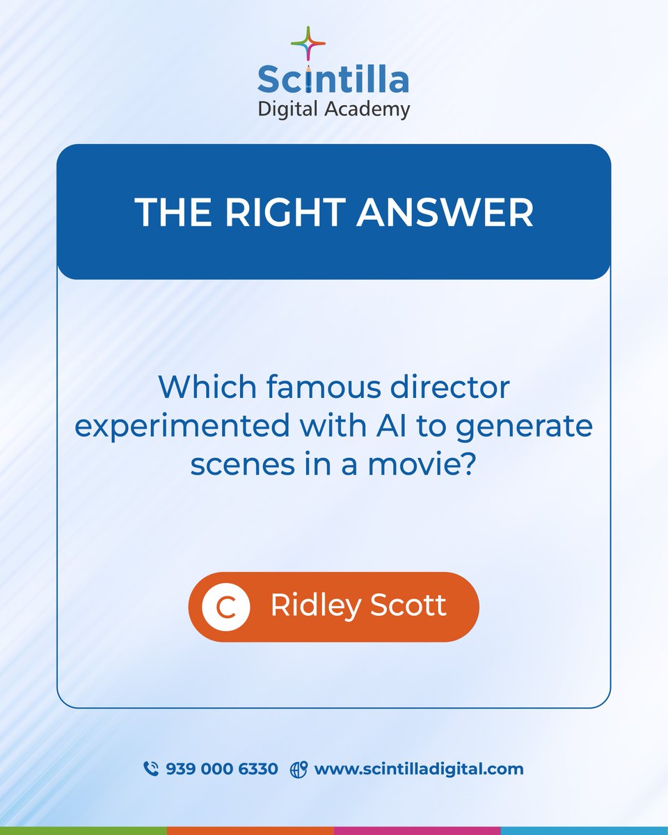 ScintillaAcadem's tweet photo. Hollywood meets AI! Did you know Ridley Scott used AI to generate scenes in a movie? The future of filmmaking is here!
#RidleyScott #AIinmovies #FutureOfCinema #digitalfilmmaking #filmtech #hollywoodai #AIRevolution #AI #answers #filmmaking #AIVisuals #nextlevel https://t.co/CBDdiyDY4E