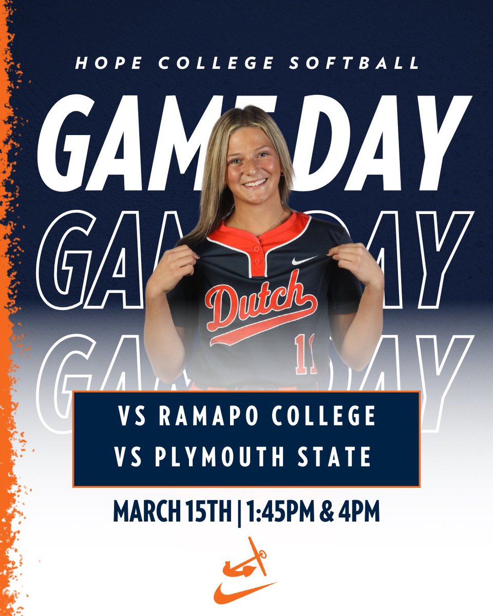 HopeCollegeSB's tweet image. GAME DAY‼️

🆚 Ramapo College | Plymouth State University
📍 Clermont, FL
⏰ 1:45pm | 4:00pm
📊 athletics.hope.edu/sidearmstats/s…
🎥 thespringgames.com/live-stream

#RollDutch | #Team51