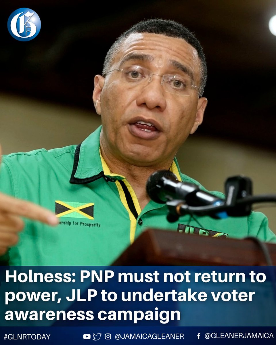 JamaicaGleaner's tweet photo. Prime Minister Dr Andrew Holness says the Opposition People's National Party should not be allowed to control government again, and that a major information campaign targeting young Jamaicans will be pursued to boost that effort.
Read more: https://t.co/mY9LYP1jJo #GLNRToday https://t.co/7vQ65oRfHf