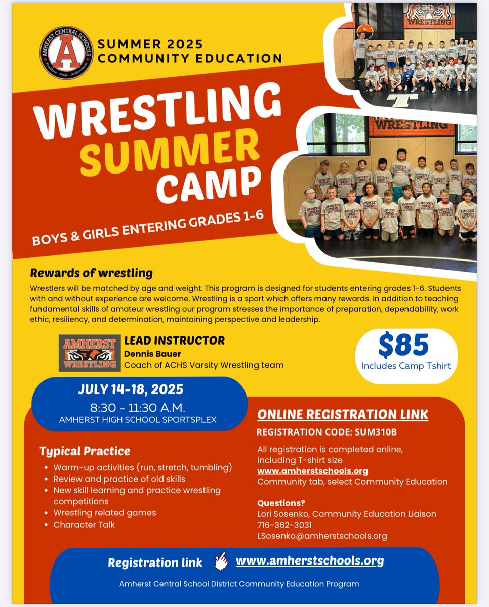 Spread the word about our youth summer camp.  Open to all youth wrestlers.