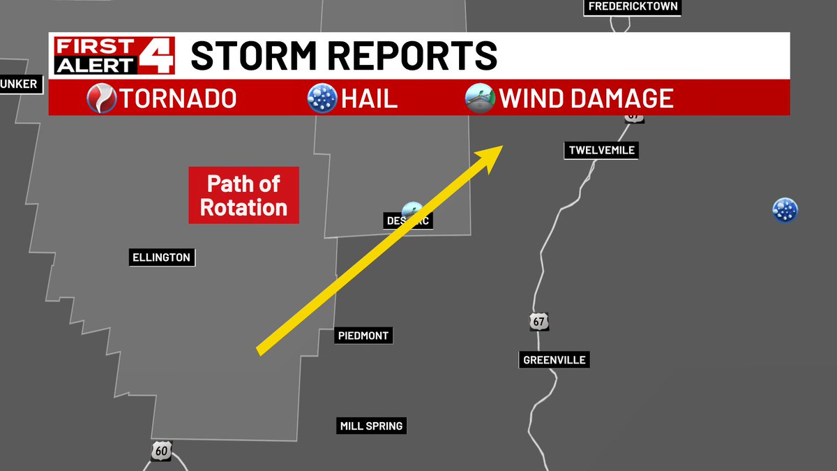WeatherChambers's tweet photo. How many tornadoes touched down in our area Friday? My initial analysis shows at least 4 tornado tracks, but there are likely more as some of these twisters probably lifted and touched down again.
Check out these four images for general locations.
#stlwx #FirstAlert4 @KMOV https://t.co/J0h5qA465h