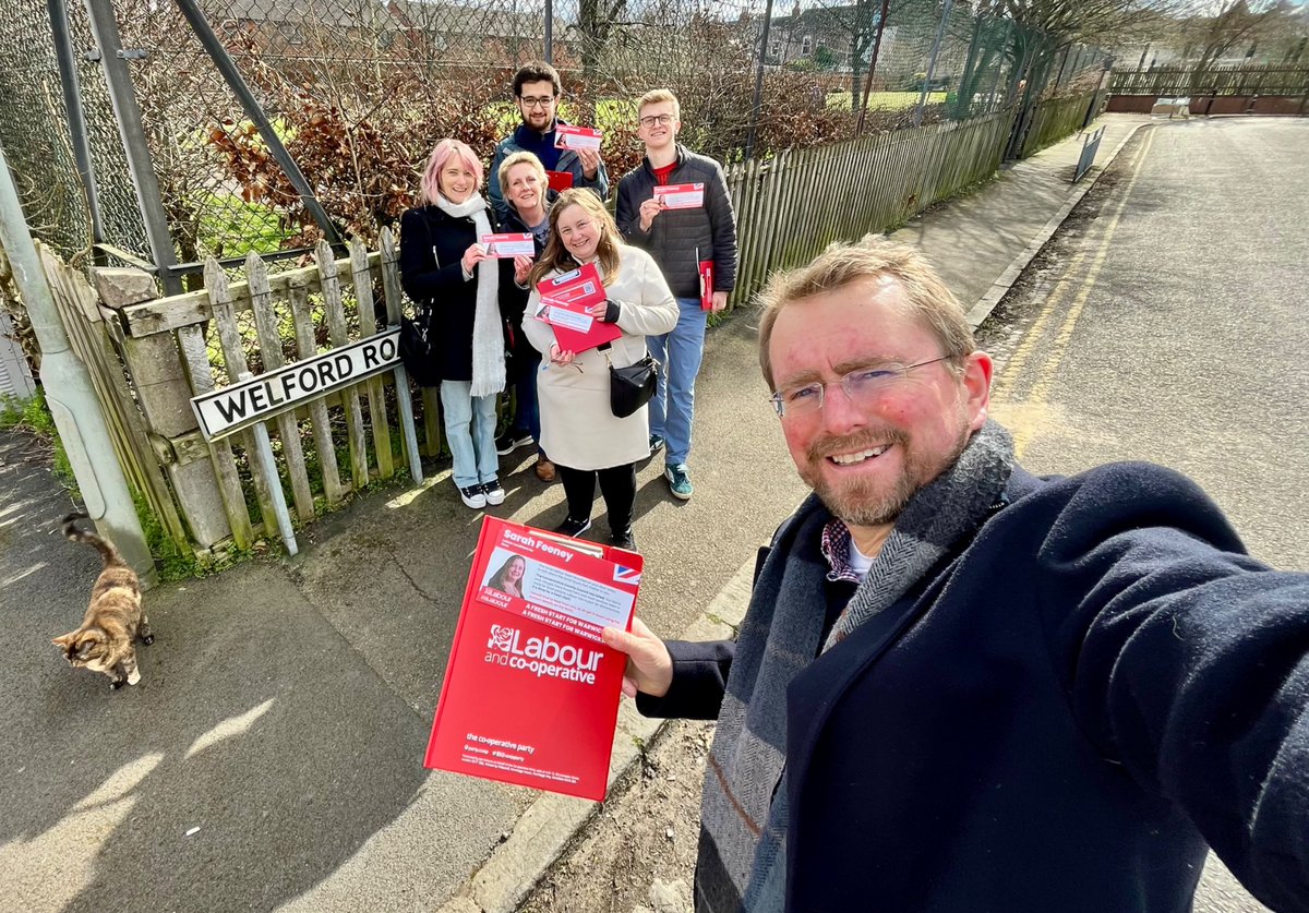 JohnSlinger's tweet photo. Canvassing in Benn Ward this morning for the County elections with our brilliant candidate Sarah Feeney. 

Followed by a well-earned cup of tea &amp; slice of cake in Plant Me Cafe.

Nice to meet a #CampaignCat 

Thanks to all who spoke to us. #listeningallyearround 

@Rugby_Labour https://t.co/oZ2zQzqF8d