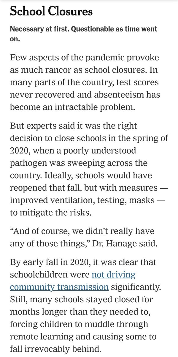 KelleyKga's tweet image. Apoorva out with a new article in which she defends the Spring 2020 school closures necessary, but, "Ideally, schools would have reopened that fall. " And she cites Jeffrey Shaman, an epidemiologist at Columbia University, who says "we don't have the counterfactual...to see how…