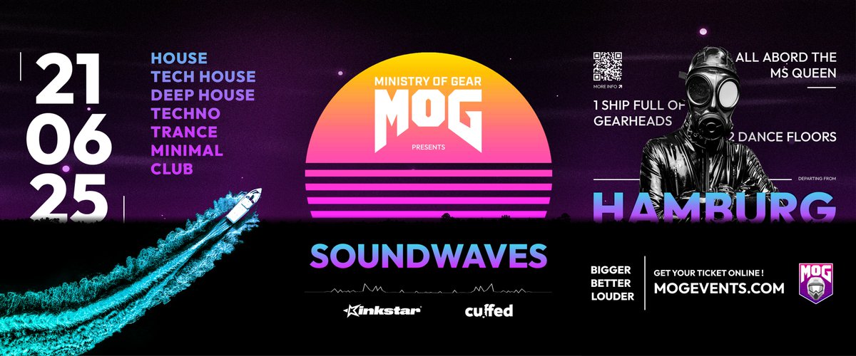 MoG Soundwaves🙌

🎟 Tickets are NOW on sale – don’t miss out! Grab yours today!

🗓 21st June 2025
📍 Hamburg
🚢 MS Queen
🌐 More info at mogevents.com

More details coming soon.