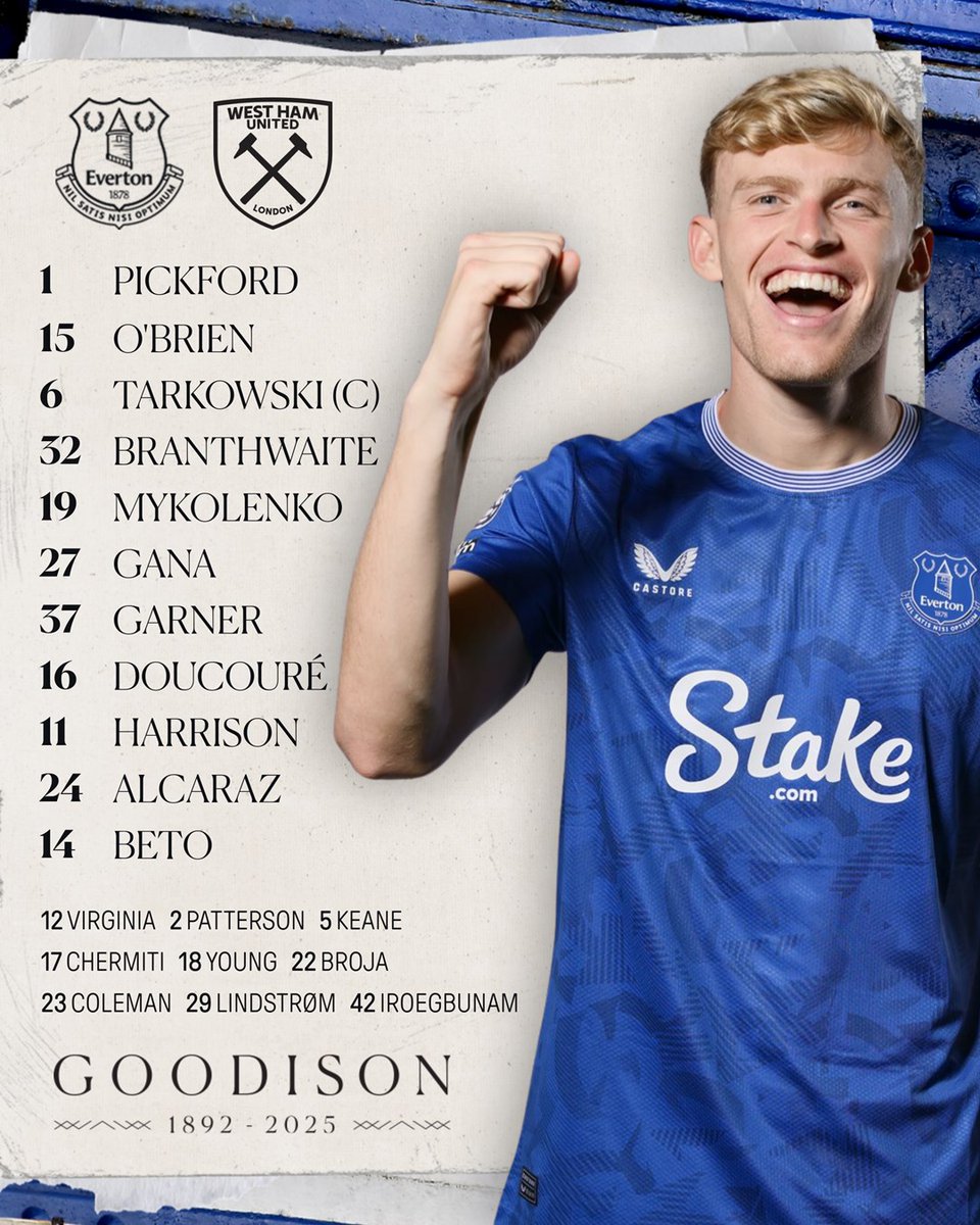 Everton's tweet photo. Today's Toffees! 🔵⚪️

#EVEWHU https://t.co/HN1RLl1IX7