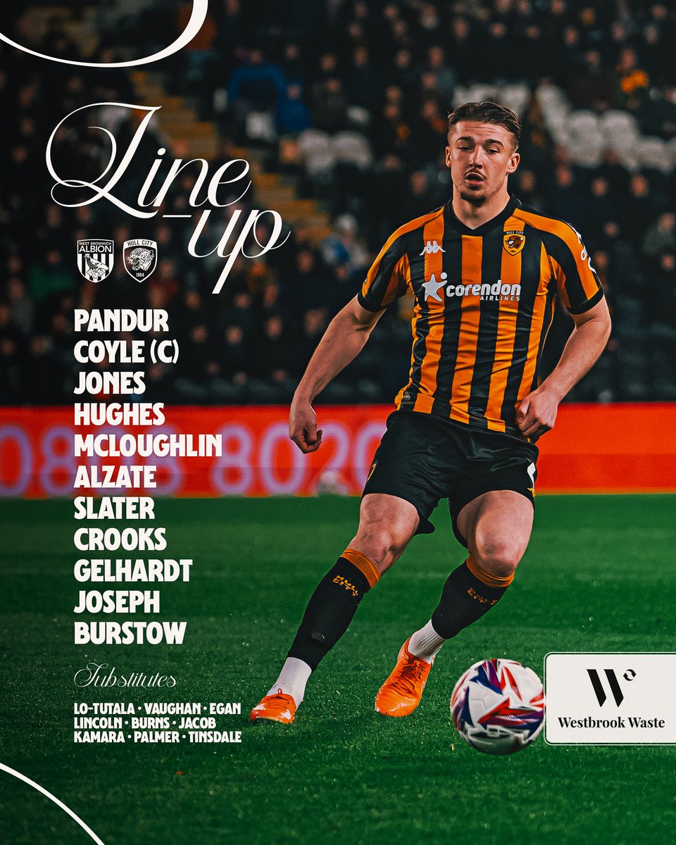 Your starting Tigers at WBA 📋 

#hcafc | <a href="/WestbrookWaste/">Westbrook Waste Ltd</a>