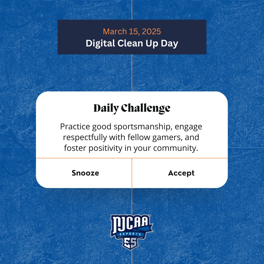 NJCAAe's tweet photo. It’s Digital Cleanup Day! 🧹🌐 Let’s clean up our online spaces—whether it’s organizing your game library, decluttering your devices, or spreading positivity in the esports community.
#DigitalCleanupDay #NJCAAE #officialNJCAAE #Esports #Gaming https://t.co/mL4PpErQ1M