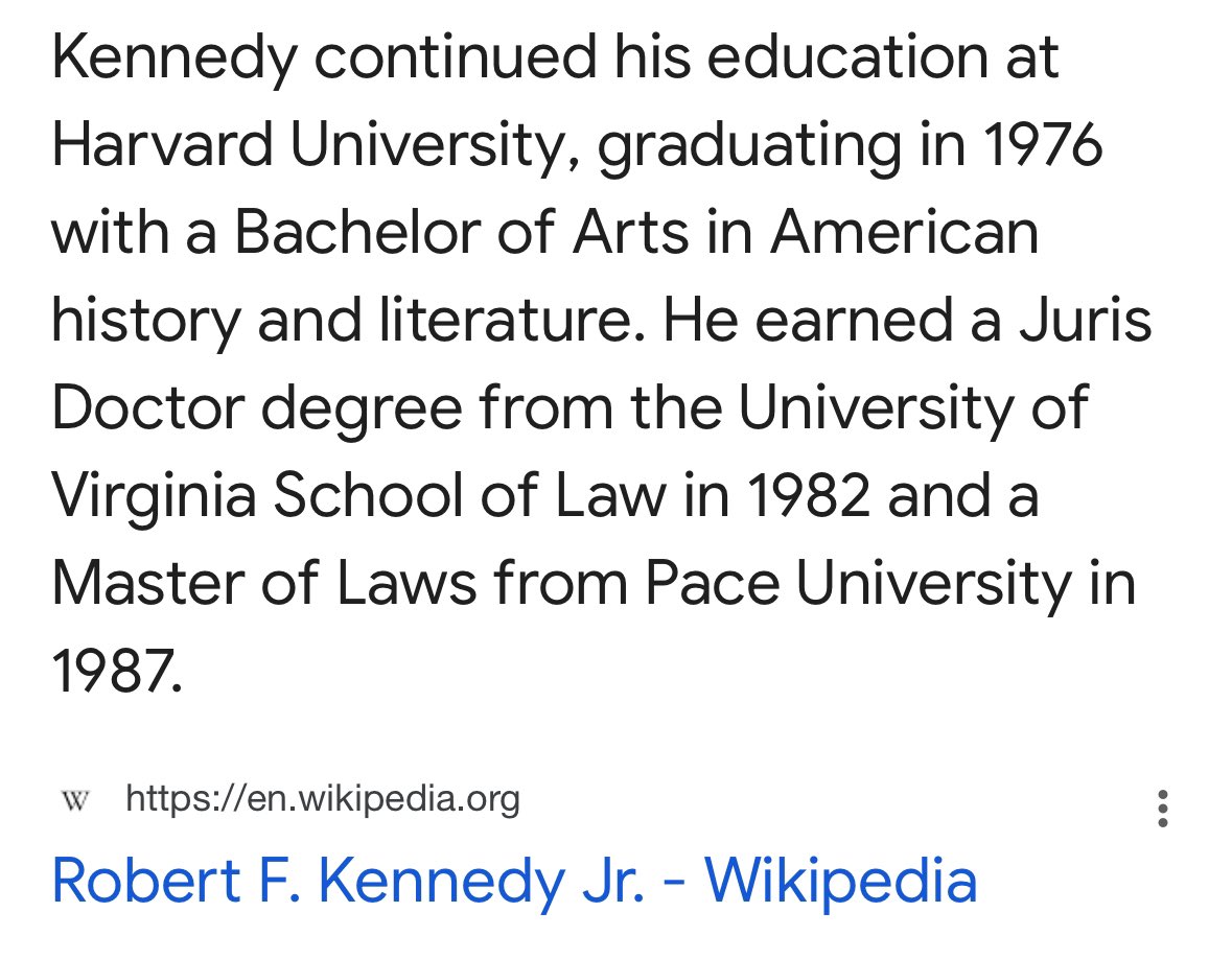 BenDempsey18's tweet photo. @ClementLeeMD @iheartmindy Fact Check:  RFK Jr is a doctor https://t.co/q2kqQB5AN0