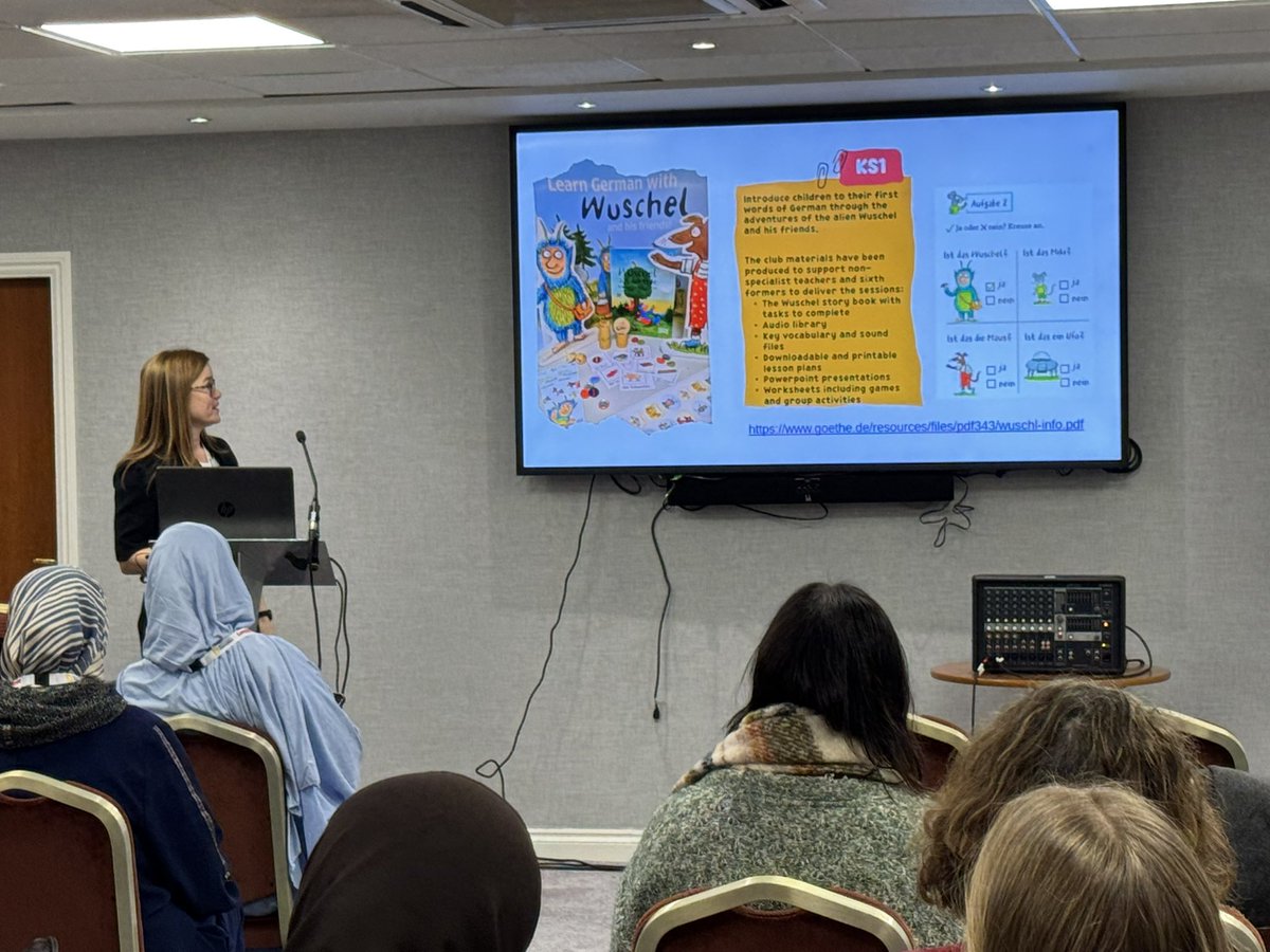 ALL4language's tweet image. Ideas from @MadameWhite2017 about teaching German now here at #LW2025 with the wonderful @GI_London1 &amp;amp; @Mazzad68 #gimiagine resources so much in this session to widen and develop pupil’s linguistic diversity in primary languages #all4language #mfltwitterati