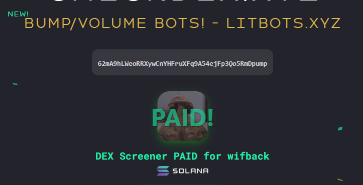 trenchguerilla's tweet photo. dex paid for #wifback
let's gooo
ca: 62mA9hLWeoRRXywCnYHFruXFq9A54ejFp3Qo5RmDpump
https://t.co/GUyMzNH47W https://t.co/ONAdFFjsJ9