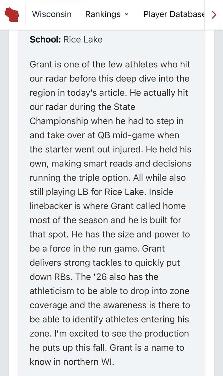 Thank you <a href="/MJ_NFLDraft/">Mark Johnson</a> <a href="/PrepRedzoneWI/">Prep Redzone Wisconsin</a> for the article!