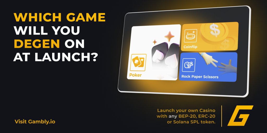 Texas Hold'em Poker, Coinflip, or Rock Paper Scissors? Let us know in the comments &amp; join us before we go live! This is the way -> t.me/gambly