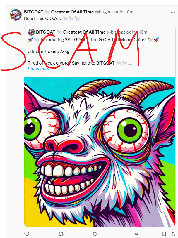 People like this guy actually ruin the beauty of trading. I’ve been following on <a href="/Odin_GodOfRunes/">ODIN•FUN</a>, and he’s pulled the same trick about three times already, launching a token with the same name, letting it pump to a few hundred dollars, and then rugging. 

Stop jumping into every