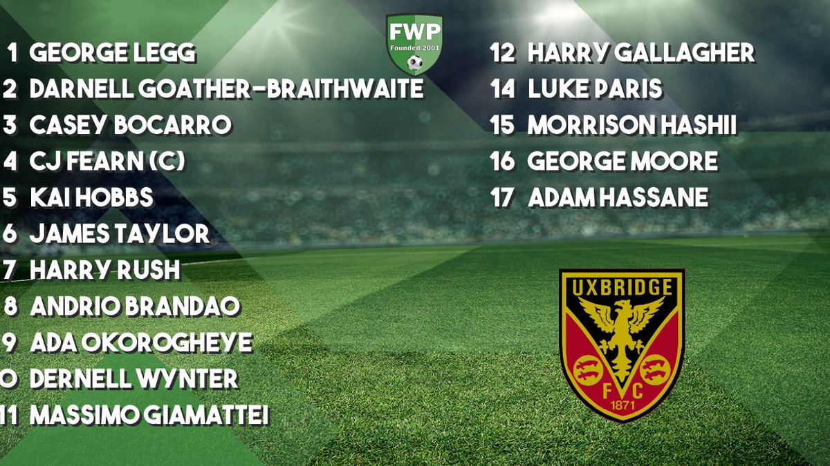 uxfc_redarmy's tweet photo. UXBRIDGE: Legg Goather-Braithwaite Bocarro Fearn (C) Hobbs Taylor Rush Brandao Okorogheye Wynter Giamattei; SUBS: Gallagher Paris Hashii Moore Hassane #IsthmianLeague https://t.co/H7bacdocQc https://t.co/LeXpiF12Jb