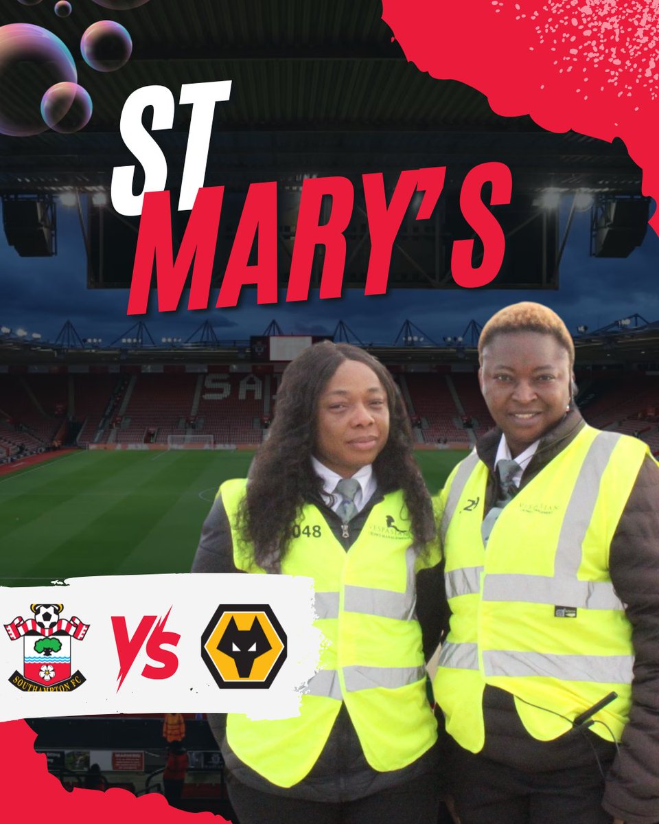 Vespasian_Sec's tweet photo. Saints v Wolves today!⚽ 

It's bound to be a good one over at St Mary's Stadium today and we've got teams out on the ground making sure the fans can cheer on their favourites safely.

See you at sign-in!✨ https://t.co/nzYWhOCHpb