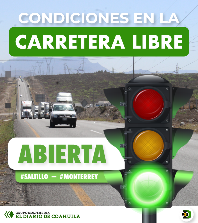 DiarioCoahuila's tweet photo. #ReporteVial 🚧 Carreteras #Saltillo- #Monterrey LIBRE y CUOTA se encuentran abiertas. Conduzca con precaución. https://t.co/zC1s5k0C3v