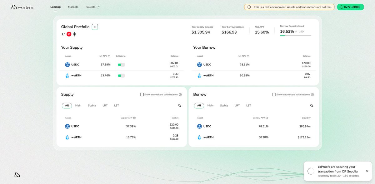 0x1gray's tweet photo. Malda x Risc Testnet Ui is very smooth linea, sepolia working fine but Op sepolia transactions fail come to wallet sometime at withdrawing wstETH also galxe wstETH withdraw task not verifying. https://t.co/Xf4EbkPzyk