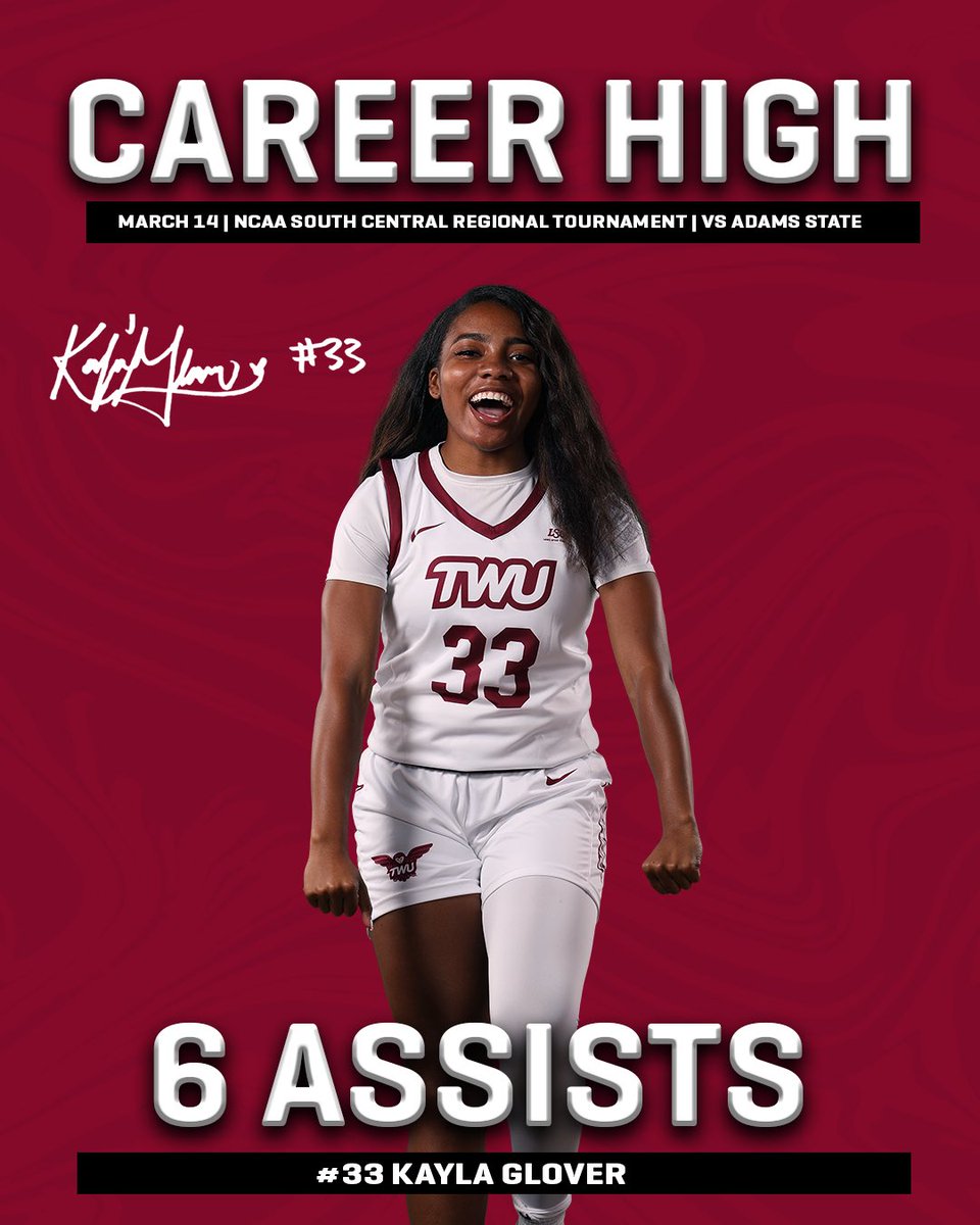 TWU Basketball (@twu_basketball) on Twitter photo ๐พ๐ผ๐๐๐๐ ๐๐๐๐ ๐
<a href="/GetlikeKayG/">Kayla Glover</a> dished out a ๐พ๐ผ๐๐๐๐ ๐๐๐๐ 6 assists in our win last night over Adams State! 
#PioneerProud | #GLUE ๐พ๐ผ๐๐๐๐ ๐๐๐๐ ๐
<a href="/GetlikeKayG/">Kayla Glover</a> dished out a ๐พ๐ผ๐๐๐๐ ๐๐๐๐ 6 assists in our win last night over Adams State! 
#PioneerProud | #GLUE