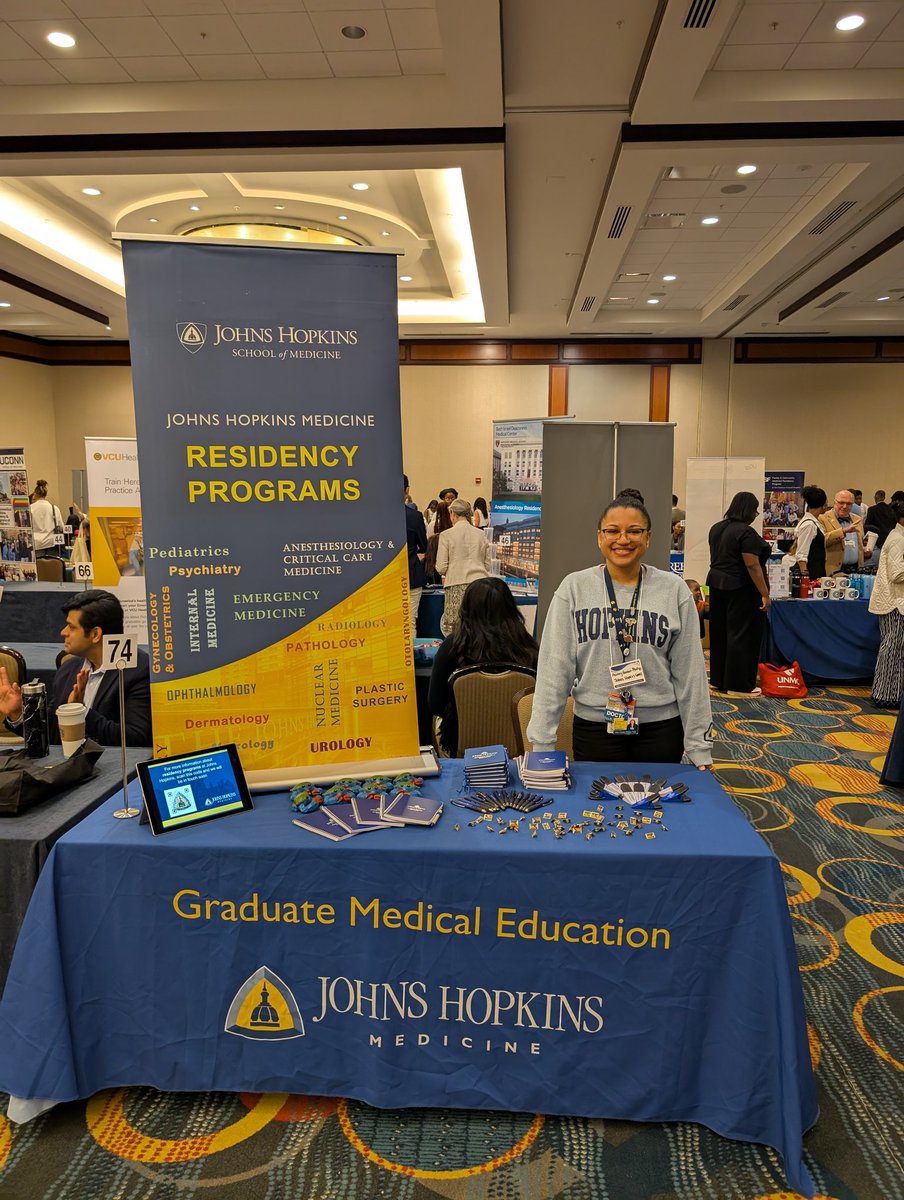 AGP_MD's tweet photo. M4s! I'm at the @HowardU College of Medicine #Residency fair representing Hopkins GME! Stop by to ask all of your questions about training with @JH_UH_Residents or any of our other great programs! We have the cutest swag 🦀 #medstudent #MedEd https://t.co/OBpQ1J1reb