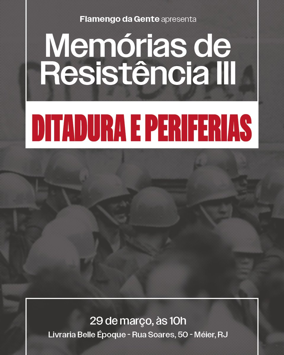 FlamengodaGente's tweet photo. Venham conhecer a Livraria Belle Époque, um marco de resistência da Zona Norte carioca, e compartilhar com nossos convidados as experiências de luta contra o autoritarismo no Brasil!
#ADemocraciaComeçaPeloFlamengo
#DitaduraNuncaMais
#StuartVive https://t.co/IrBUXMsWQn